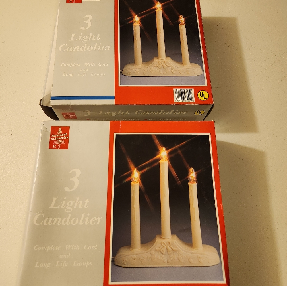 Two boxes vintage christmas lighted candle lights